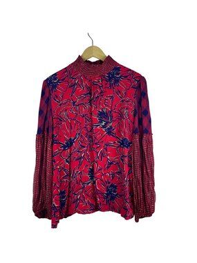 Blank Bl^nk London x Anthropologie "Vivant" Peasant Blouse Women's Large Boho